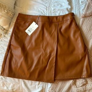 A New Day Light Brown Leather Skirt